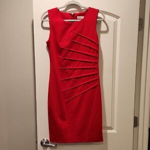 Calvin Klein Red Pleated Mini Dress